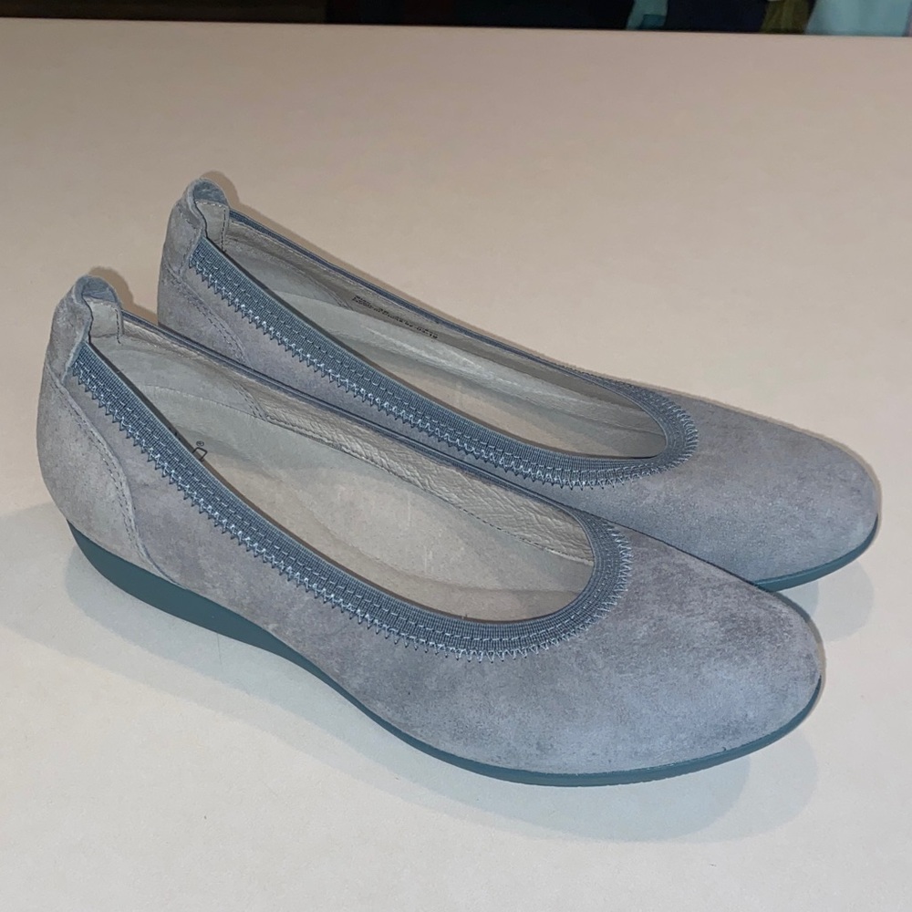 DANSKO KRISTEN BALLET FLAT Suede Light Blue/Gray Womens SZ 38